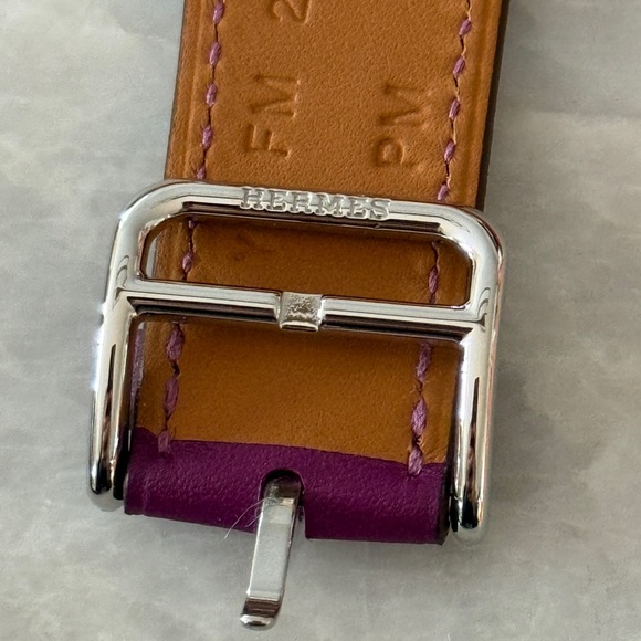 Hermes Apple Watch Anemone Fuschia Leather Band Silver Hardware 40mm Single Tour - Picture 5 of 12